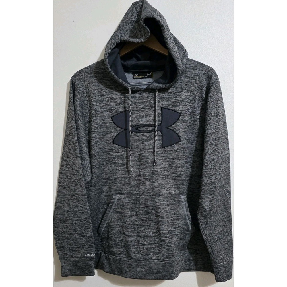 Under Armour Sweatshirt Mens Sz L Gray Coldgear Hoodie Loose Fit Active Casual